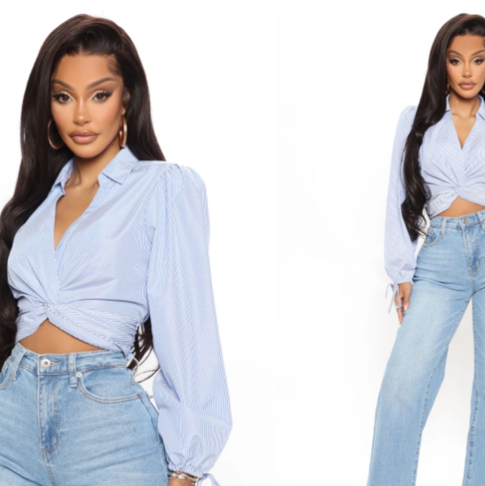 Fashion Nova twist front blouse
